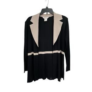 Exclusively Misook Cardigan Open Front Acrylic Knit Black Taupe Size XL